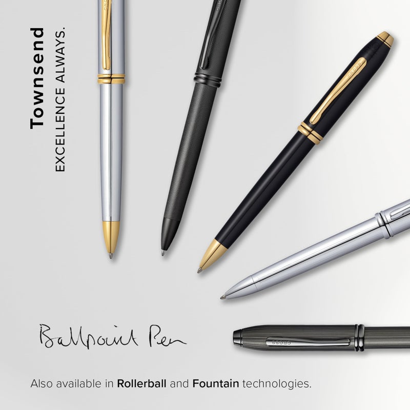 Cross Townsend Refillable Ballpoint Pen Presented in a Luxury Gift Box - Medium Point, Black Ink, Black Micro-knurl - Image 5
